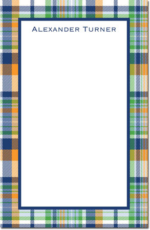 Boatman Geller Notepads - Classic Madras Plaid Navy & Orange