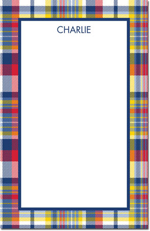 Boatman Geller Notepads - Classic Madras Plaid Navy & Red