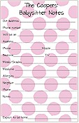 Donovan Designs Handy Helper Notepads - Pink Babysitter Notes