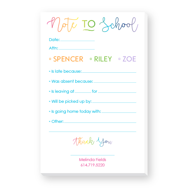 Large Note to School Notepads by Donovan Designs (Rainbow) | More Than ...