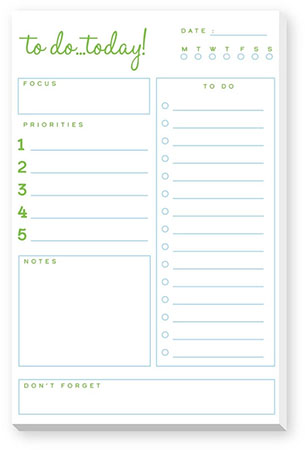 Large Notepads by Donovan Designs (To Do..Today! - Green & Blue)