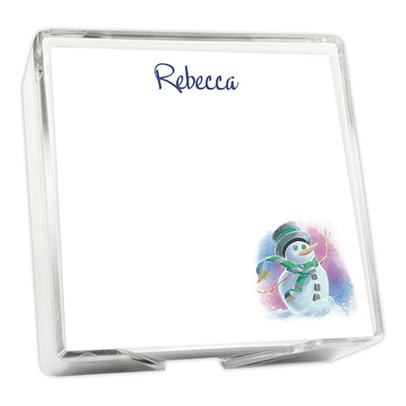 Cheerful Snowman Memo Square with Holder by Embossed Graphics Cheerful Snowman Memo Square with Holder by Embossed Graphics