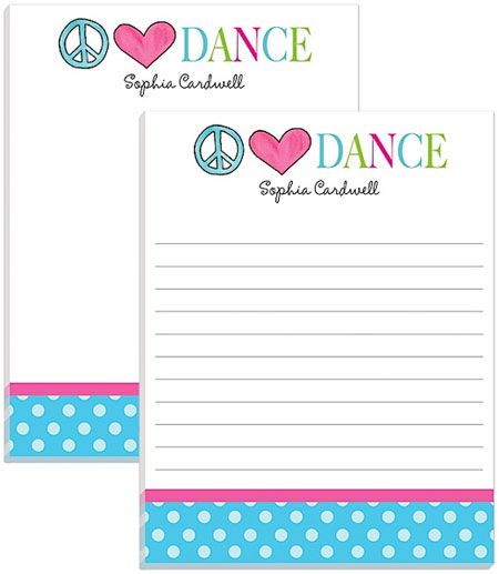 Notepads by Kelly Hughes Designs (Peace Love Dance)