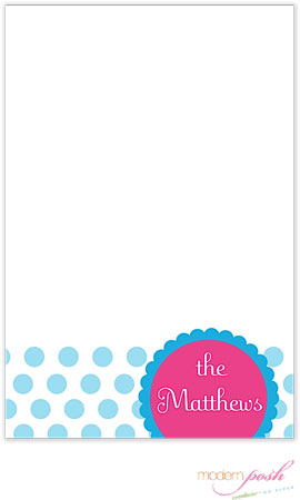 Modern Posh Notepads - Blue Dot - Blue & Pink