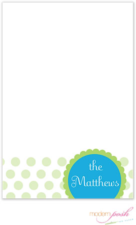 Modern Posh Notepads - Green Dot - Green & Blue