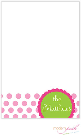 Modern Posh Notepads - Pink Dot - Pink & Green