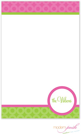 Modern Posh Notepads - Pink Bubble - Pink & Green