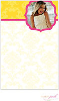 Modern Posh Notepads - Yellow Damask Photo - Yellow & Pink