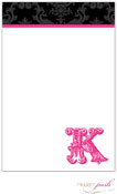 Modern Posh Notepads - Black Damask - Black & Pink