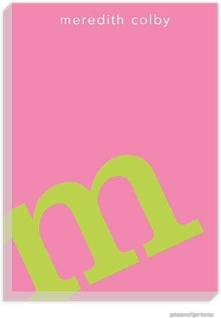 PicMe Prints - Personalized Notepads (Alphabet Chartreuse on Bubblegum Large Notepad)