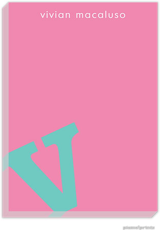 PicMe Prints - Personalized Notepads (Alphabet Turquoise on Bubblegum Large Notepad)