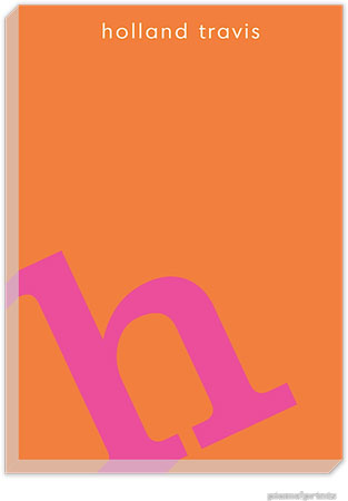 PicMe Prints - Personalized Notepads (Alphabet Hot Pink on Tangerine Large Notepad)