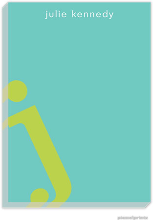 PicMe Prints - Personalized Notepads (Alphabet Chartreuse on Turquoise Large Notepad)
