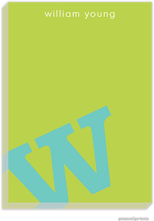 PicMe Prints - Personalized Notepads (Alphabet Turquoise on Chartreuse Large Notepad)