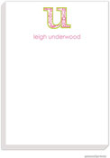 PicMe Prints - Personalized Notepads (Big Letter Damask Bubblegum Large Notepad)