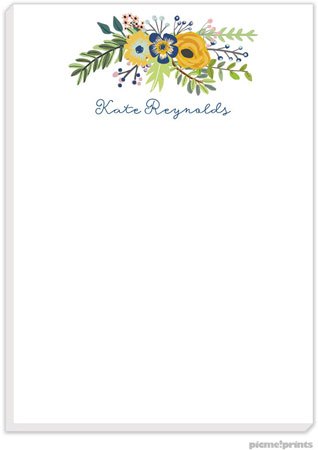Notepads by PicMe Prints (Navy & Gold Bouquet White)