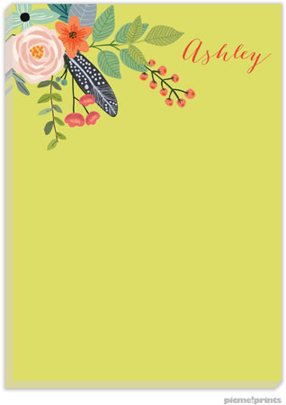 Notepads by PicMe Prints (Feather & Flowers Lime)
