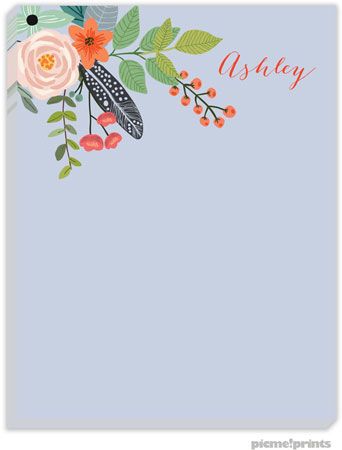 Small Notepads by PicMe Prints - Feather & Flowers Lavender