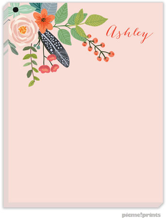 Small Notepads by PicMe Prints - Feather & Flowers Blossom Small Notepads by PicMe Prints - Feather & Flowers Blossom