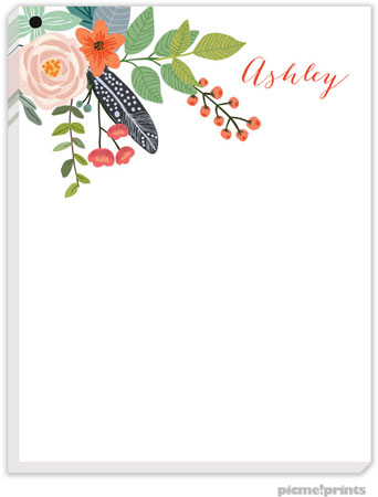 Small Notepads by PicMe Prints - Feather & Flowers White Small Notepads by PicMe Prints - Feather & Flowers White