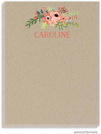 Small Notepads by PicMe Prints - Coral Bouquet Kraft