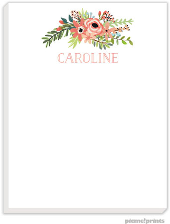 Small Notepads by PicMe Prints - Coral Bouquet White