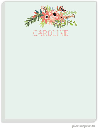 Small Notepads by PicMe Prints - Coral Bouquet Mint