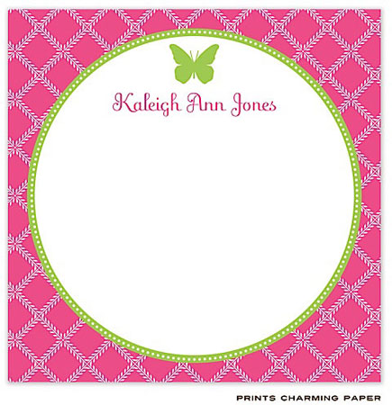 Prints Charming Notepads - Leaf Lattice Hot Pink