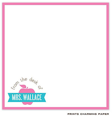 Prints Charming Notepads - Pink Bordered Apple Banner