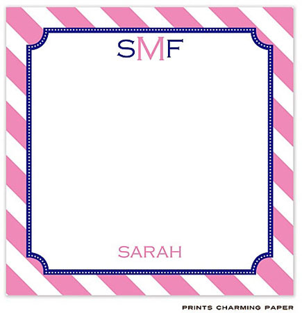 Prints Charming Notepads - Pink Diagonal Striped Border