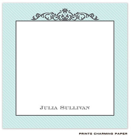 Prints Charming Notepads - Blue Diagonal Striped Border with Grey Fleurish Prints Charming Notepads - Blue Diagonal Striped Border with Grey Fleurish