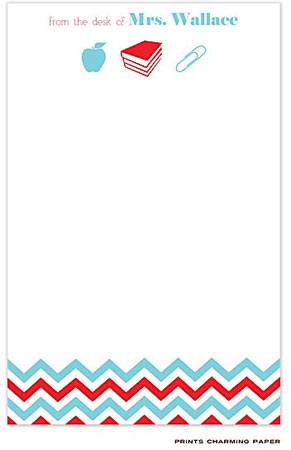 Prints Charming Notepads - Blue and Red Chevron Teacher