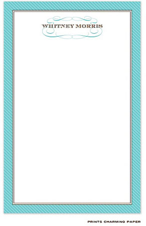 Prints Charming Notepads - Blue Diagonal Striped Border with Name Fleurish Prints Charming Notepads - Blue Diagonal Striped Border with Name Fleurish