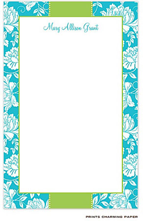 Prints Charming Notepads - White Floral on Blue and Green