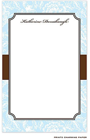 Prints Charming Notepads - Blue Floral Damask on Brown Prints Charming Notepads - Blue Floral Damask on Brown