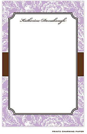 Prints Charming Notepads - Purple Floral Damask on Brown Prints Charming Notepads - Purple Floral Damask on Brown