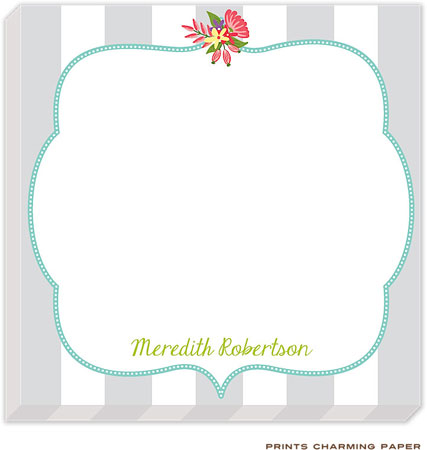 Prints Charming Notepads - Soft Gray Floral Stripes Prints Charming Notepads - Soft Gray Floral Stripes