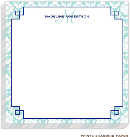 Prints Charming Notepads - Stylish Aqua Damask