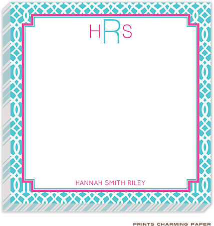 Prints Charming Notepads - Turquoise Lattice Pattern Prints Charming Notepads - Turquoise Lattice Pattern