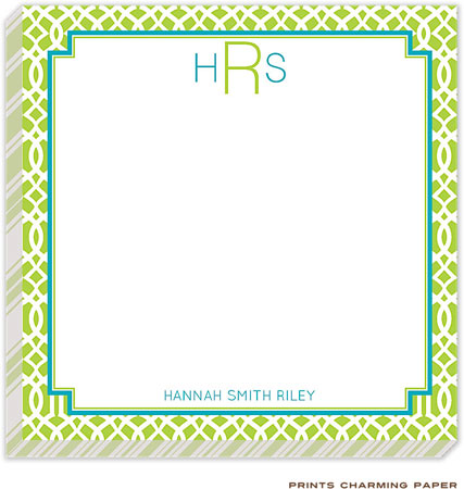 Prints Charming Notepads - Lime Lattice Pattern