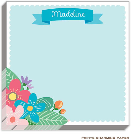 Prints Charming Notepads - Vintage Blue Floral Banner Prints Charming Notepads - Vintage Blue Floral Banner