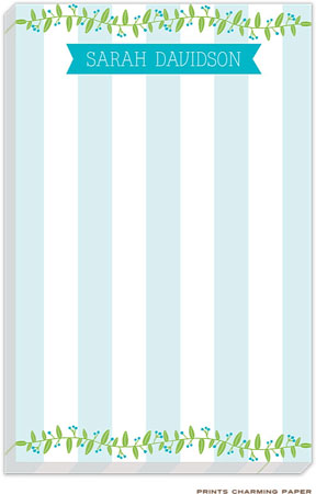 Prints Charming Notepads - Aqua Foliage Stripes