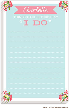 Prints Charming Notepads - Aqua Bridal Checklist