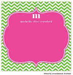 Prints Charming Notepads - Green Chevron on Hot Pink