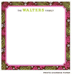 Prints Charming Notepads - Pink and Green Paisley Border on Brown