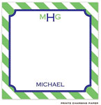 Prints Charming Notepads - Green Diagonal Striped Border