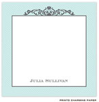 Prints Charming Notepads - Blue Diagonal Striped Border with Grey Fleurish