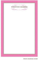 Prints Charming Notepads - Pink Diagonal Striped Border with Name Fleurish