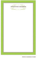 Prints Charming Notepads - Green Diagonal Striped Border with Name Fleurish
