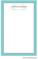 Prints Charming Notepads - Blue Diagonal Striped Border with Name Fleurish